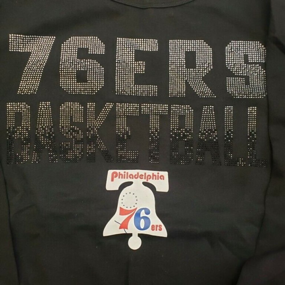 NBA Philadelphia 76ers Womens Size M Showtime Pull Over Sweater GIII 4 Her Black - Picture 4 of 5